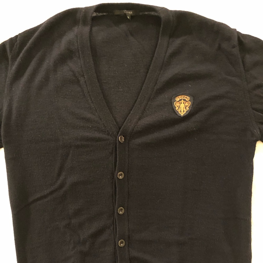 Gucci Black Cardigan with Gucci Crest